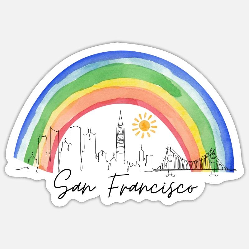 San Francisco Rainbow Skyline - Sticker size S (10 x 10 cm) - white matte
