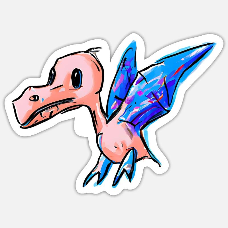 Ptérodactyle volant - Sticker taille S (10 x 10 cm) - blanc mat
