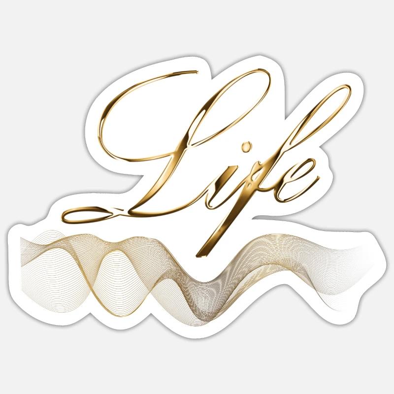 Leben in Gold - Sticker Größe S (10 x 10 cm) - Mattweiß