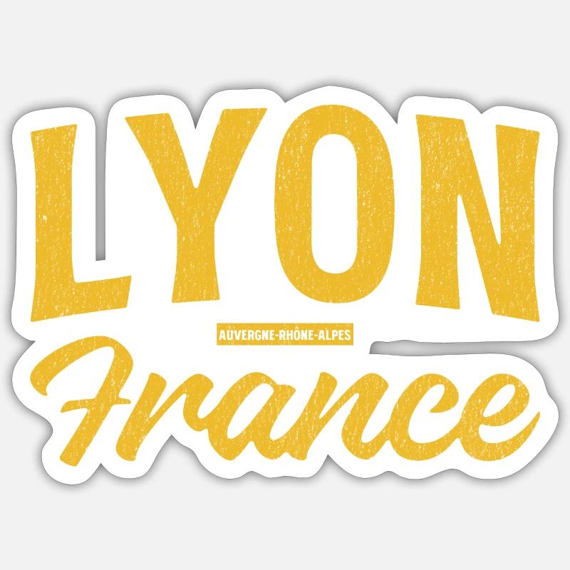 Retro Lyon lettering - Sticker size S (10 x 10 cm) - white matte