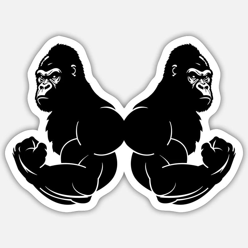Gorillas Strong - Sticker size S (10 x 10 cm) - white matte