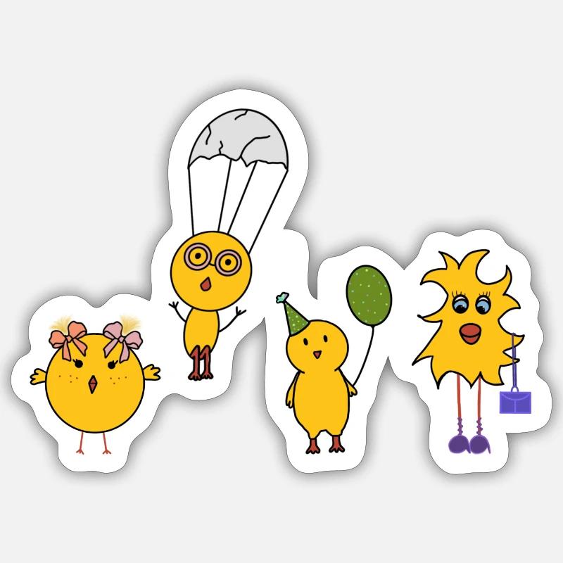 Poussins de Pâques - Sticker taille S (10 x 10 cm) - blanc mat