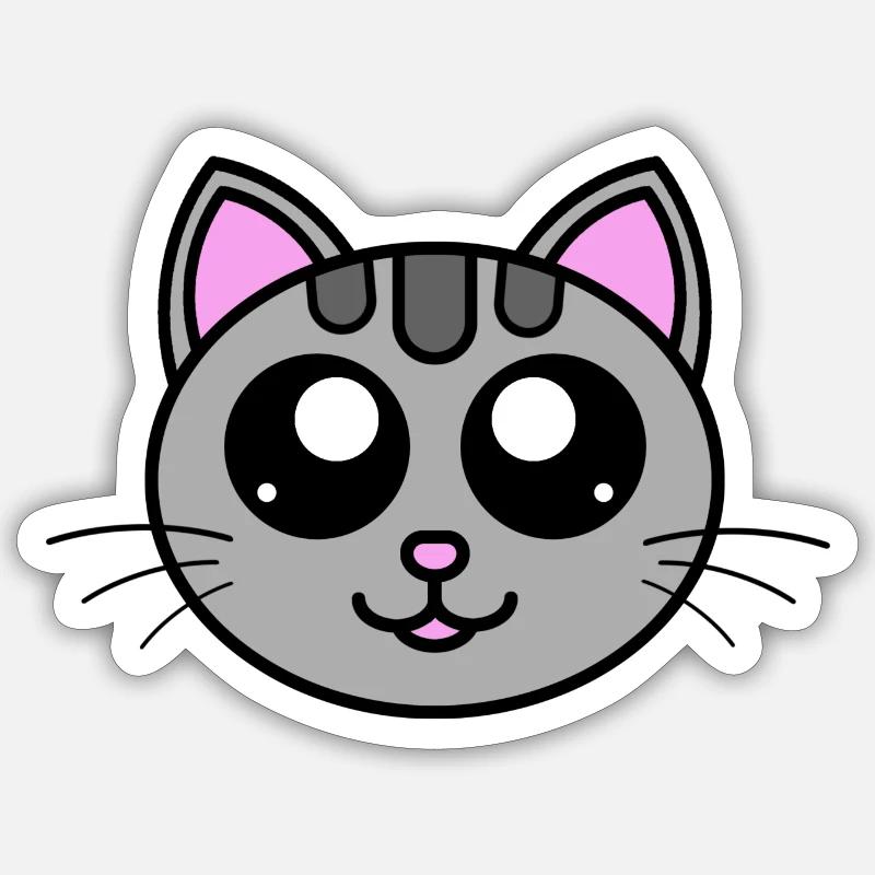 Cute Grey Cat - Sticker size S (10 x 10 cm) - white matte