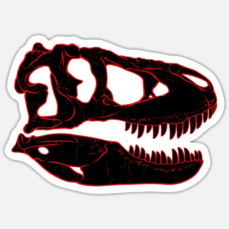 Crâne fossile de Tarbosaurus - Sticker taille S (10 x 10 cm) - blanc mat