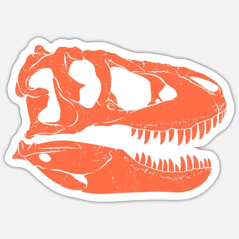 Tarbosaurus Fossil Schädel - Sticker Größe S (10 x 10 cm) - Mattweiß