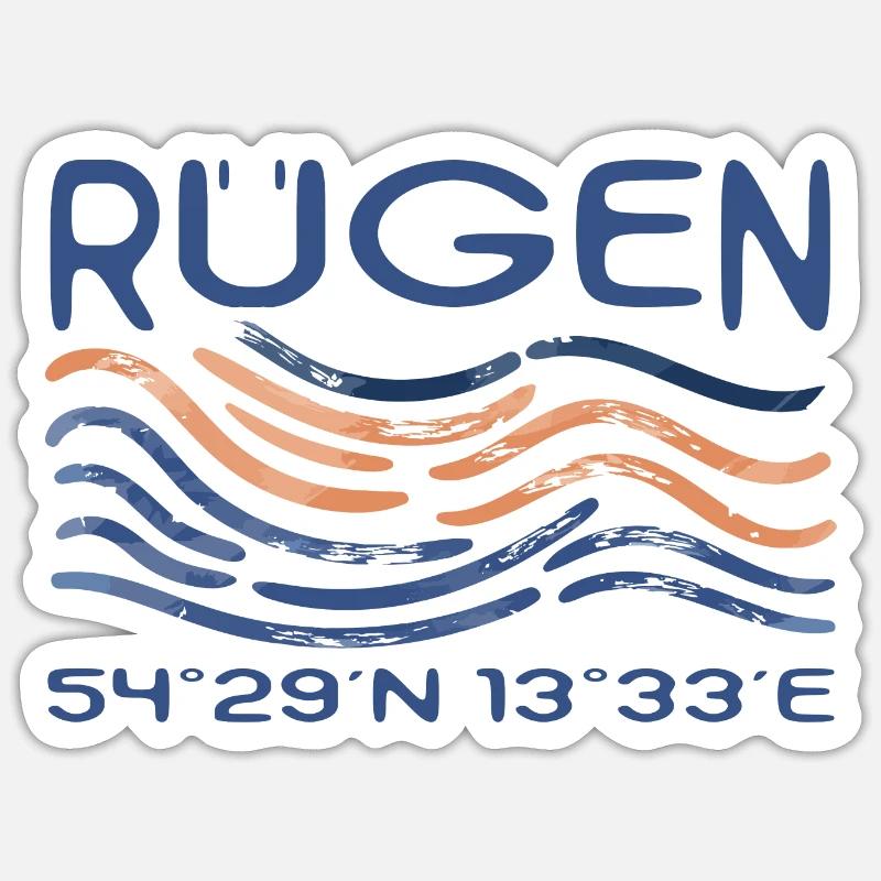 Rügen Baltic Sea Chalk Cliffs Island GPS coordinates Sticker size S (10 x 10 cm)