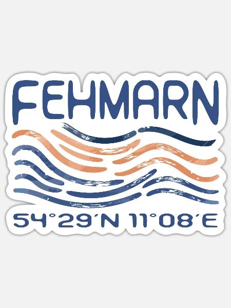 Fehmarn GPS Koordinaten Ostsee Insel Meer - Sticker Größe S (10 x 10 cm) - Mattweiß