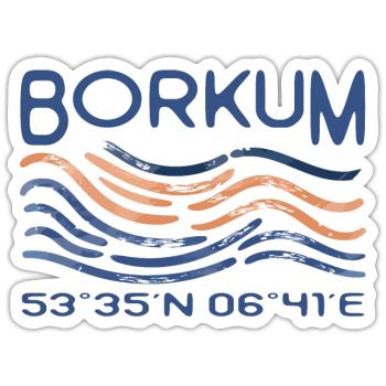 Borkum GPS Koordinaten Nordsee Insel Leuchtturm - Sticker Größe S (10 x 10 cm) - Mattweiß - Vorne