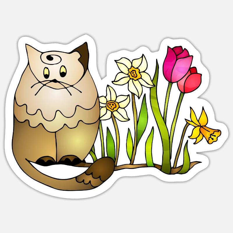 Chat - Sticker taille S (10 x 10 cm) - blanc mat
