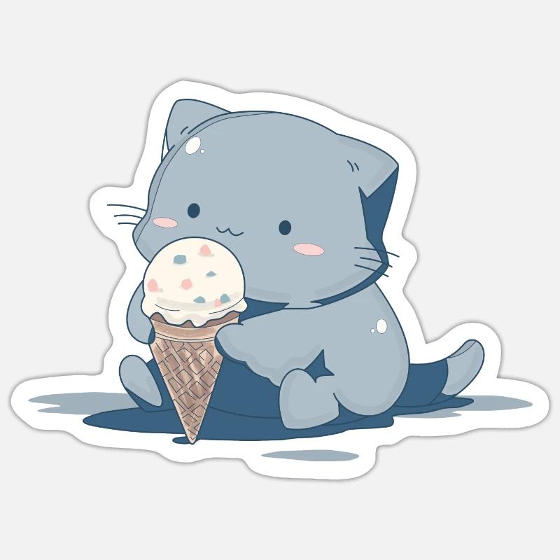 Cagnotte de crème glacée - Sticker taille S (10 x 10 cm) - blanc mat