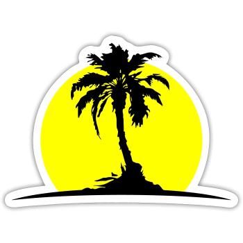 Palme Insel Sonne - Sticker Größe S (10 x 10 cm) - Mattweiß - Vorne
