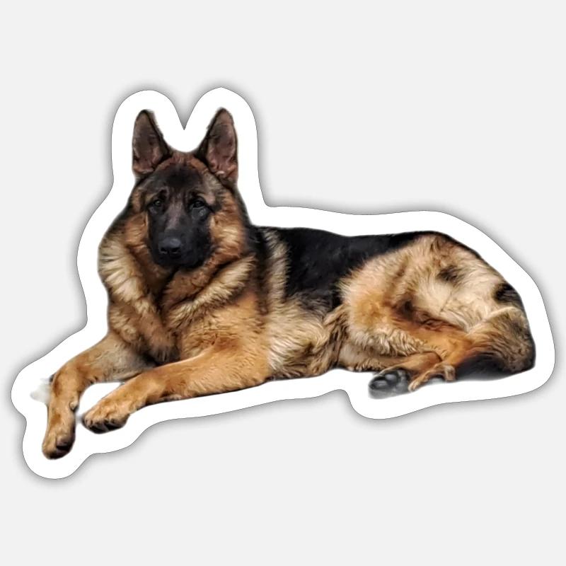 Deutscher Schäferhund C Lasse - Sticker Größe S (10 x 10 cm) - Mattweiß