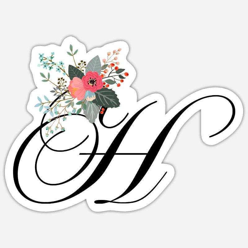 Buchstabe h blumig - Sticker Größe S (10 x 10 cm) - Mattweiß