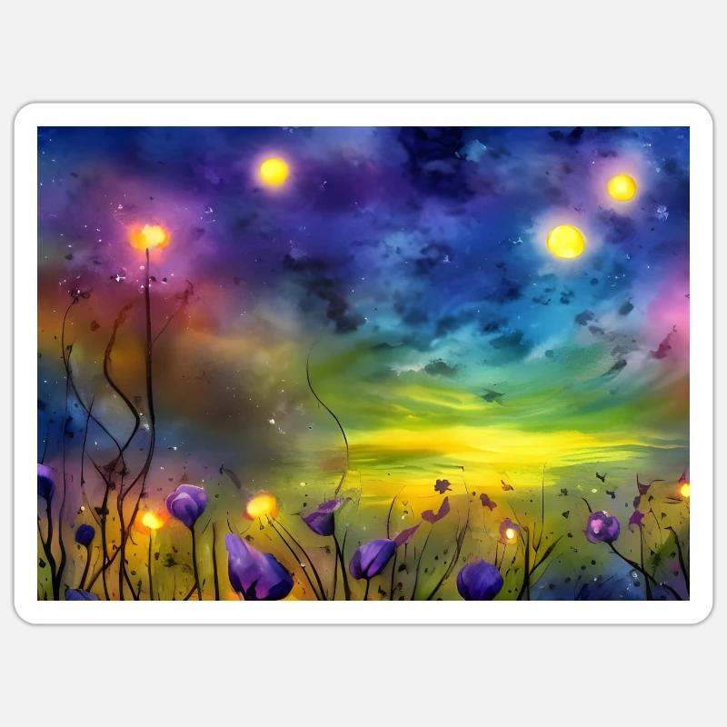 Fleurs de nuit étoilée Sticker taille S (10 x 10 cm)