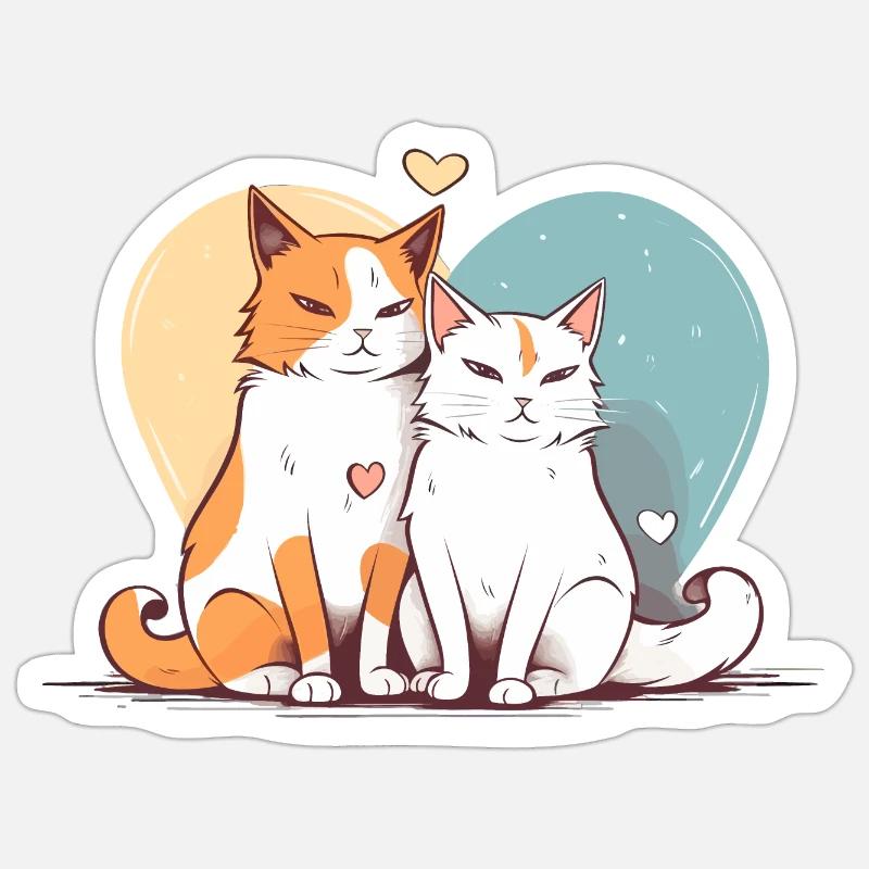 Amour du chat - Sticker taille S (10 x 10 cm) - blanc mat