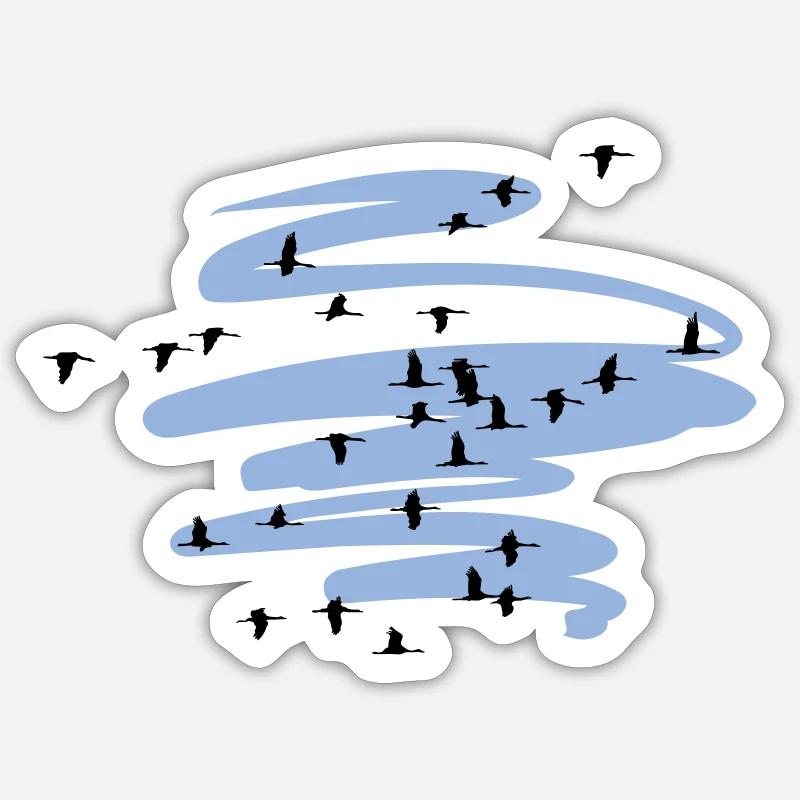 Wild Geese Cranes Spring - Sticker size S (10 x 10 cm) - white matte