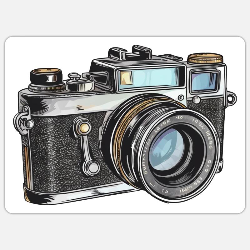 Dessin rétro de caméra Sticker taille S (10 x 10 cm)