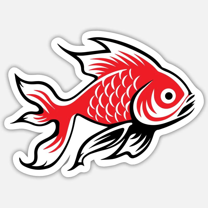Poisson koï - Sticker taille S (10 x 10 cm) - blanc mat