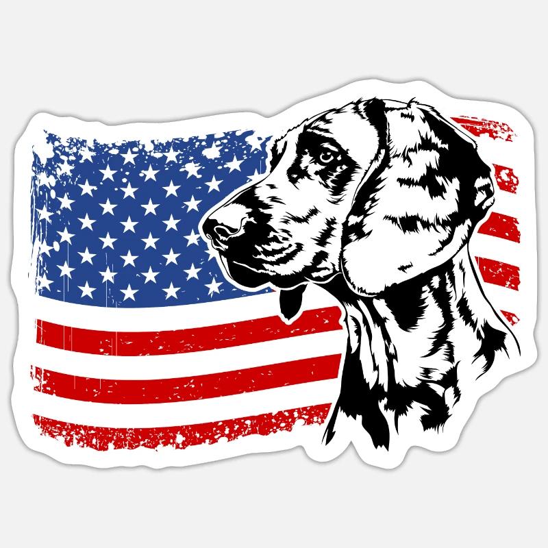 Chien de chasse à l’odeur hanovrienne Chiens de drapeau de l’Amérique Sticker taille S (10 x 10 cm)