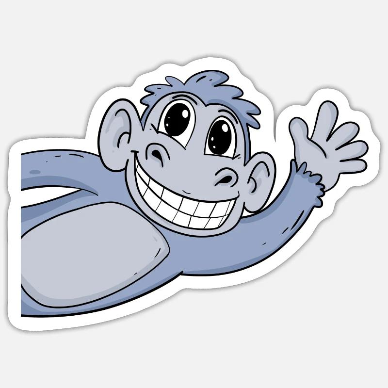 Salutation des singes - Sticker taille S (10 x 10 cm) - blanc mat
