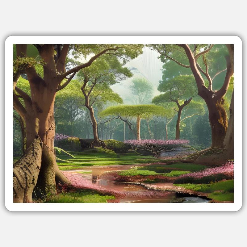 Forêt verte éternelle - Sticker taille S (10 x 10 cm) - blanc mat