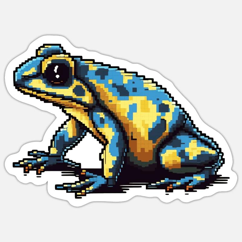 Farbenfroher Retro Pixel Pfeilgiftfrosch in 8 Bit Sticker Größe S (10 x 10 cm)