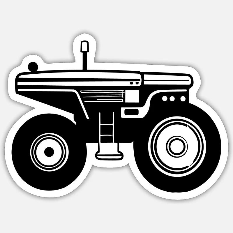 Tracteur - Sticker taille S (10 x 10 cm) - blanc mat