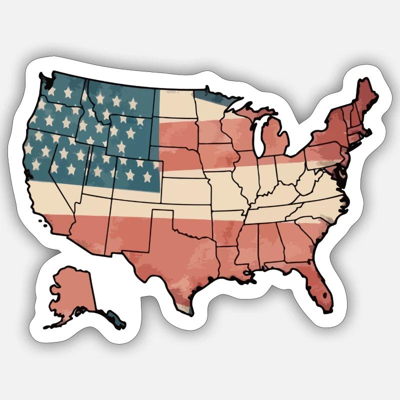 États-Unis - Sticker taille S (10 x 10 cm) - blanc mat