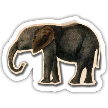 Elephant with Tape - Sticker size S (10 x 10 cm) - white matte - Front