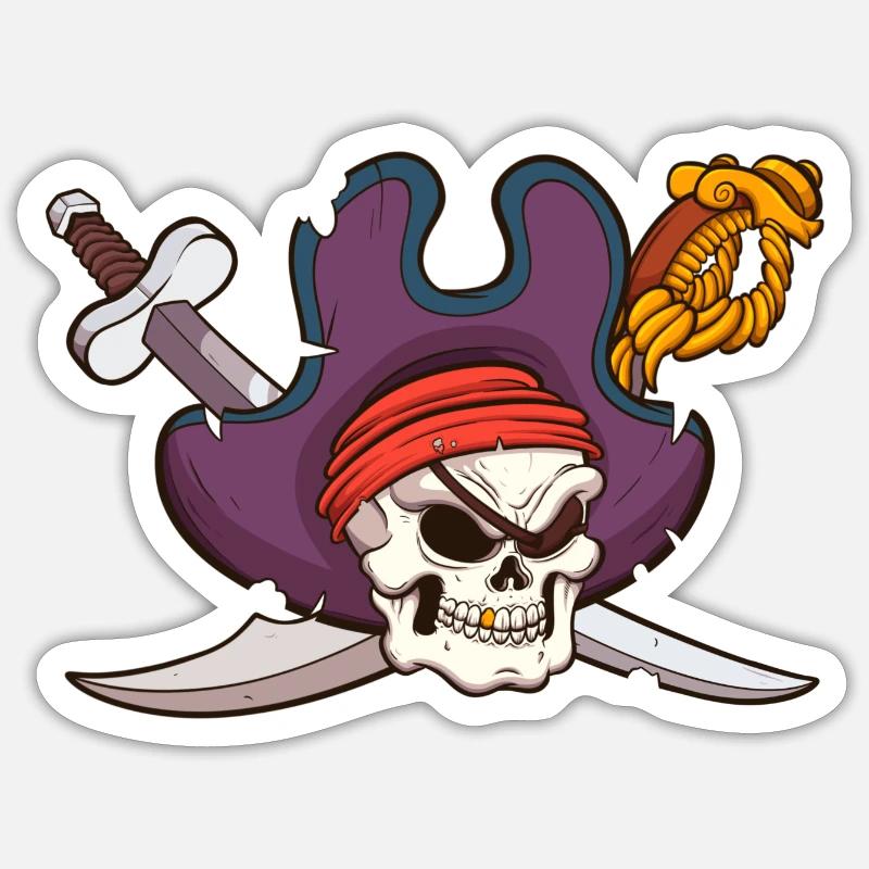Crâne de pirate - Sticker taille S (10 x 10 cm) - blanc mat