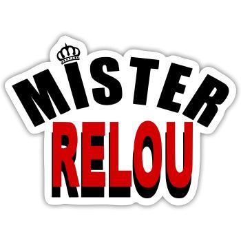 Humour / Mister Relou / design drôle - Sticker taille S (10 x 10 cm) - blanc mat - Devant