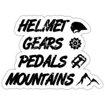 Helm Gangschaltung Pedale Berge - Sticker Größe S (10 x 10 cm) - Mattweiß - Vorne