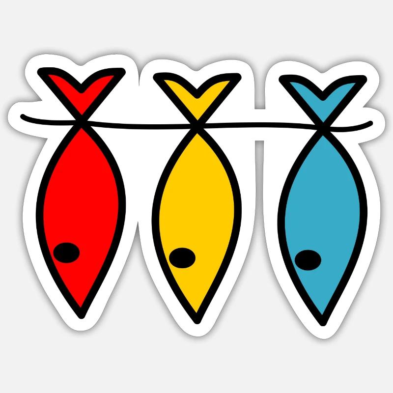 VACANCES. VIVE LES VACANCES. VACANCES. POISSON - Sticker taille S (10 x 10 cm) - blanc mat
