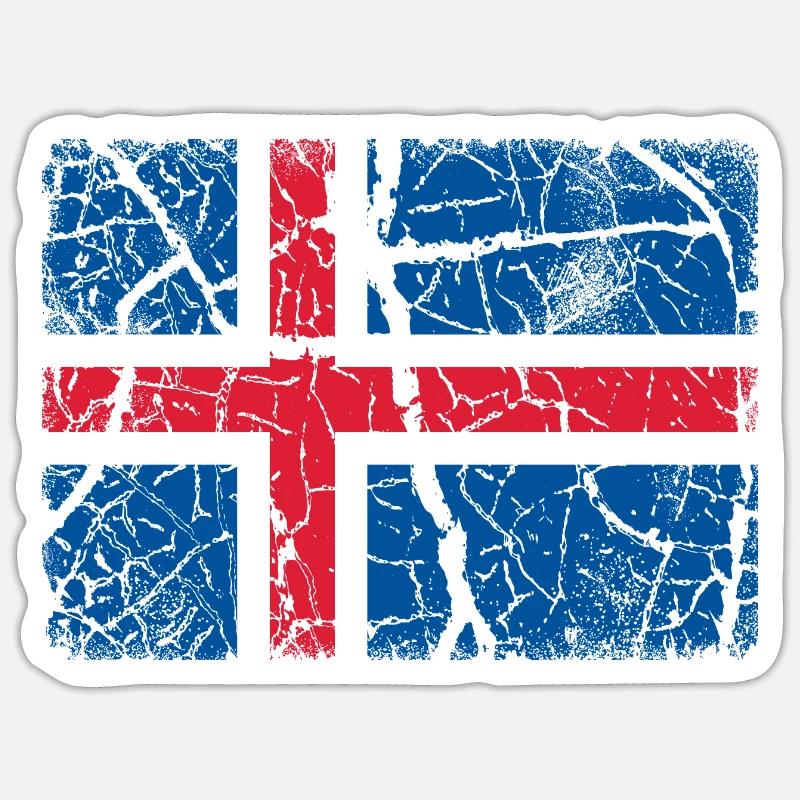 Drapeau Islande - Sticker taille S (10 x 10 cm) - blanc mat