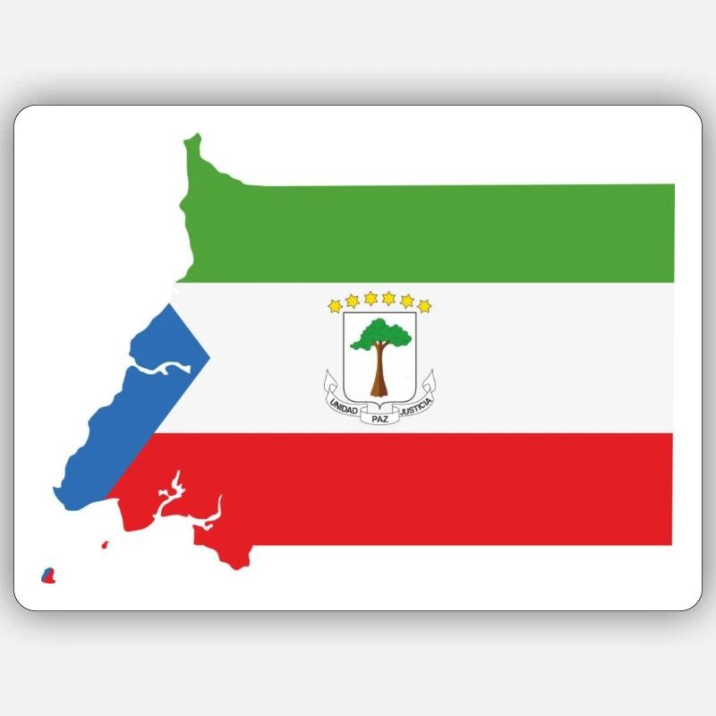 Drapeau de la Guinée équatoriale, Carte - Sticker taille S (10 x 10 cm) - blanc mat