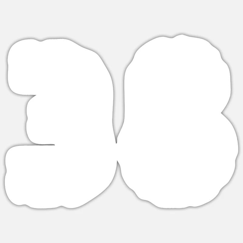Maillot 38 Numéro Sticker taille S (10 x 10 cm)