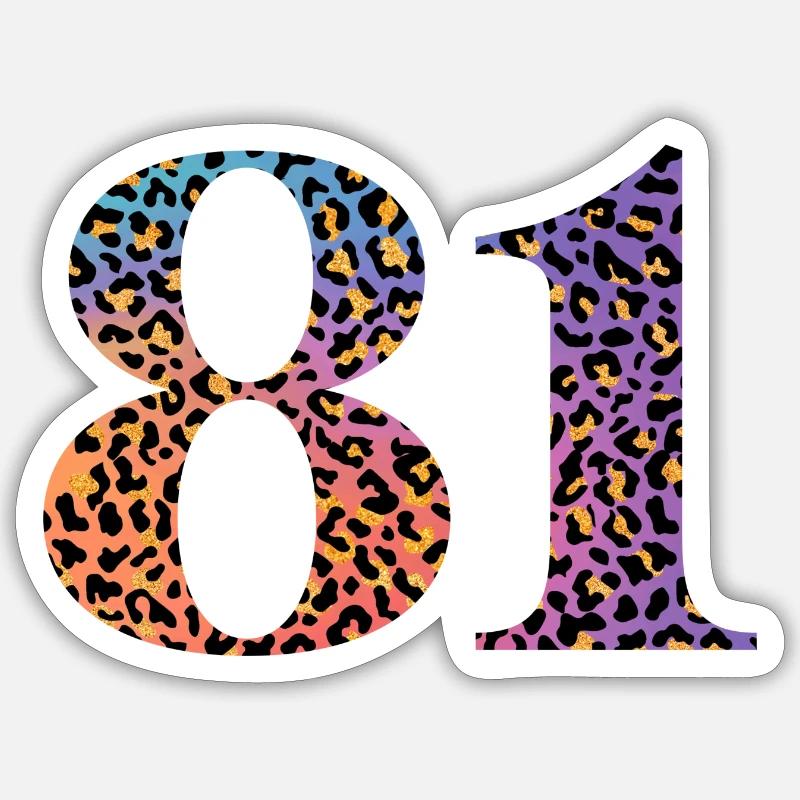 81e anniversaire léopard - Sticker taille S (10 x 10 cm) - blanc mat