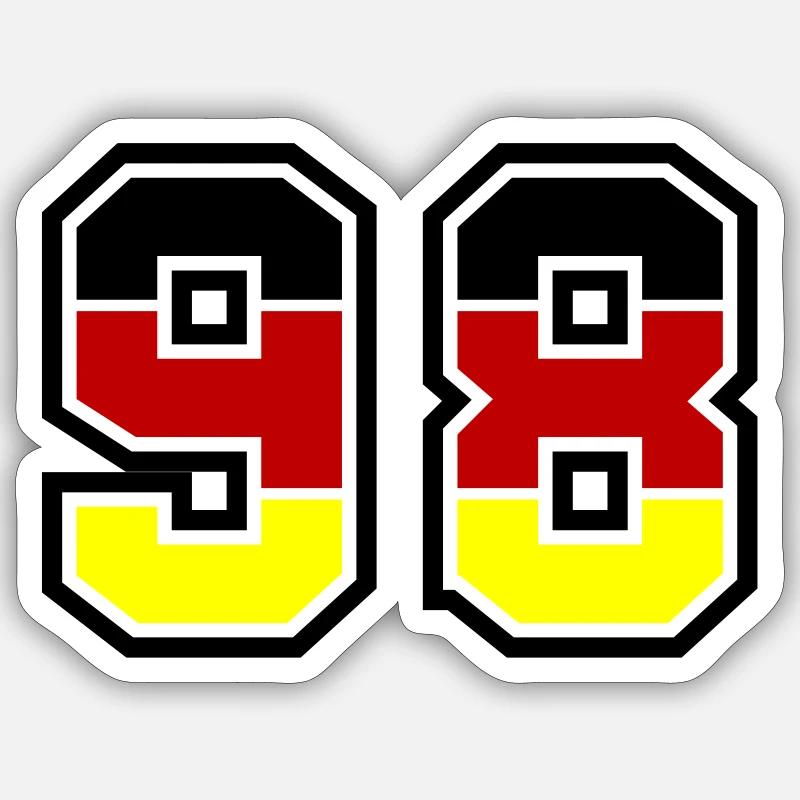 98 Symbole numérique Allemagne - Sticker taille S (10 x 10 cm) - blanc mat