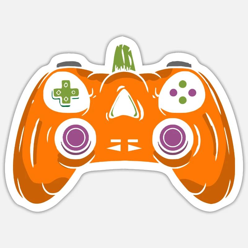 Halloween Pumpkin Gaming Controller - Sticker Größe S (10 x 10 cm) - Mattweiß