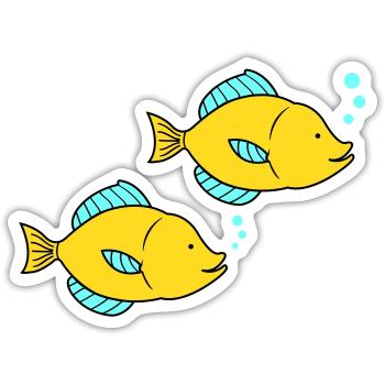 fische comic - Sticker Größe S (10 x 10 cm) - Mattweiß - Vorne