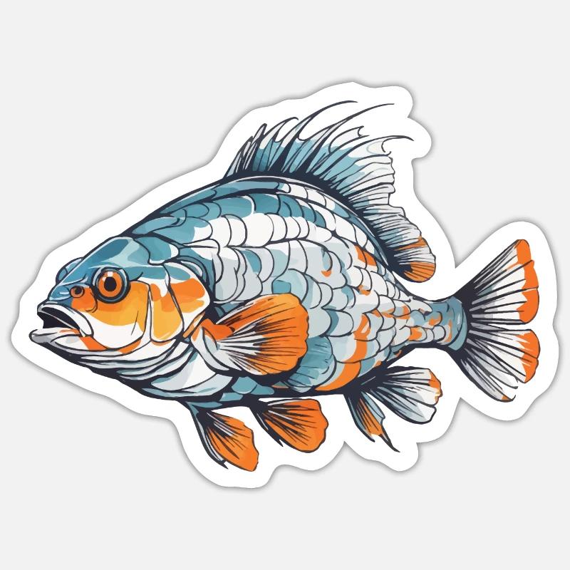 Conception esthétique de pêcheur pêcheur - Sticker taille S (10 x 10 cm) - blanc mat