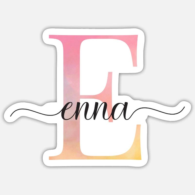 E| Monogramm | Name | Enna |Watercolor - Sticker Größe S (10 x 10 cm) - Mattweiß