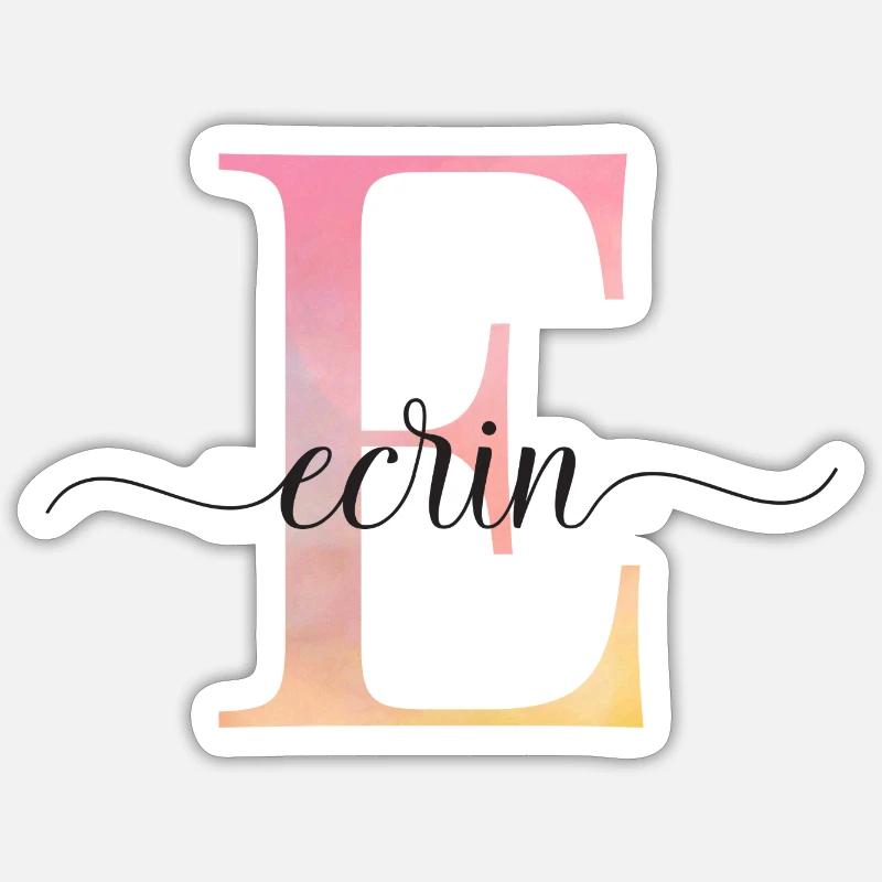 E| Monogramme | Nom | ÉcrinAquarelle - Sticker taille S (10 x 10 cm) - blanc mat