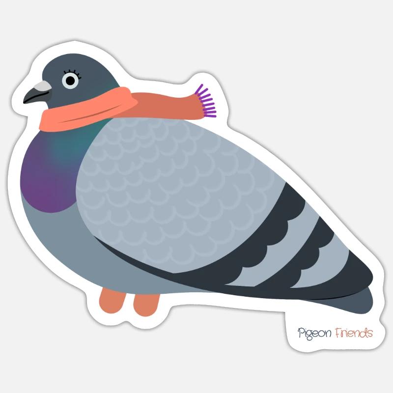 Colombe avec écharpe rose Sticker taille S (10 x 10 cm)