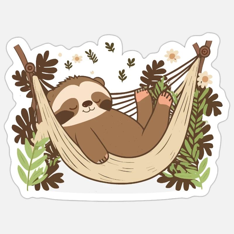Faultier Leben - Sticker Größe S (10 x 10 cm) - Mattweiß