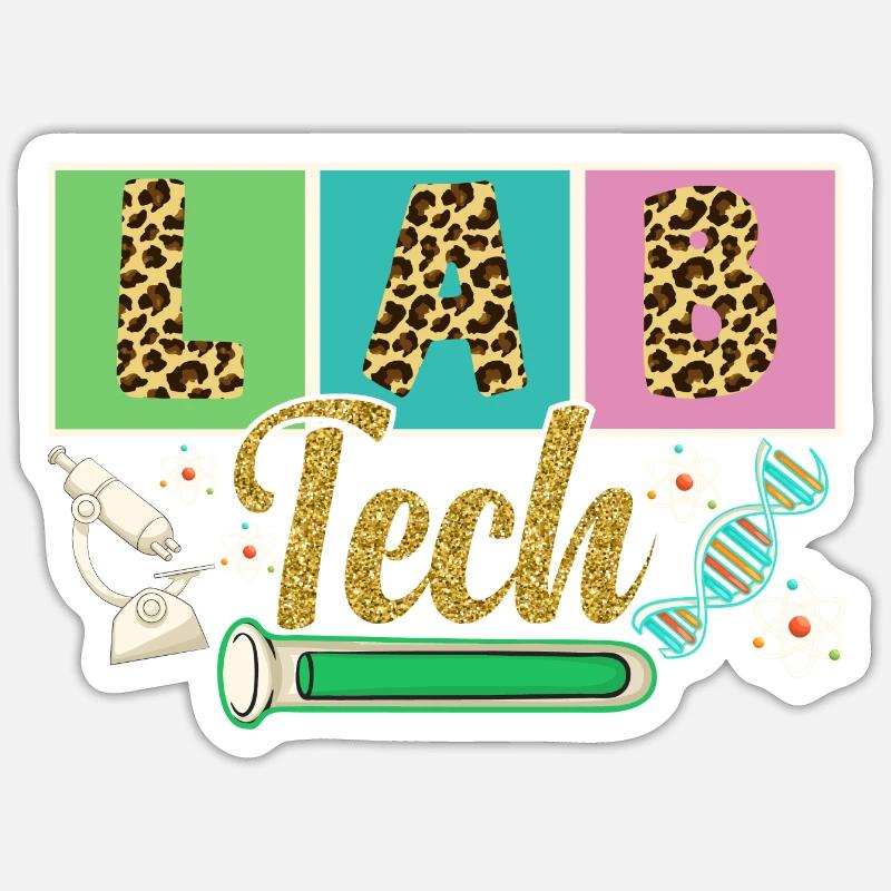 Leopard Design Funny LAB Tech Vintage For Student Sticker size S (10 x 10 cm)
