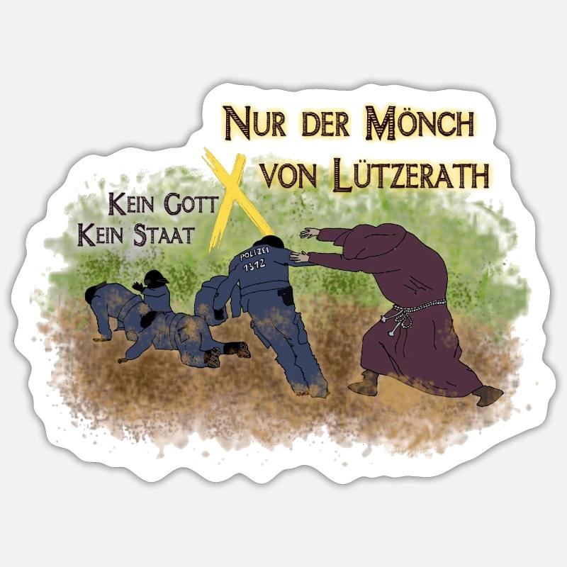 Mönch von Lützerath Sticker Größe S (10 x 10 cm)
