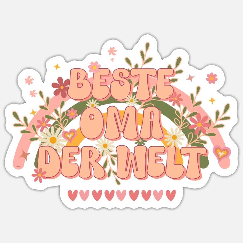 Großmuttertags-Geschenk beste Oma der Welt groovy - Sticker Größe S (10 x 10 cm) - Mattweiß