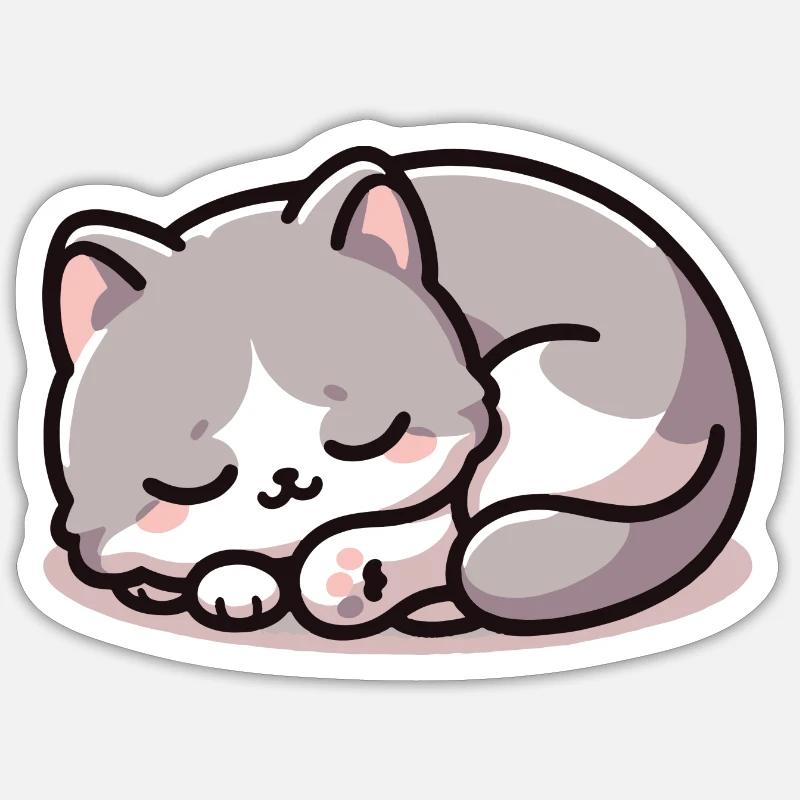 Chat endormi Sticker taille S (10 x 10 cm)