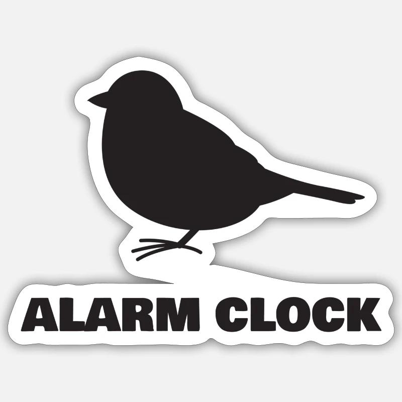 ALARM CLOCK Vogel / Wecker Sticker Größe S (10 x 10 cm)